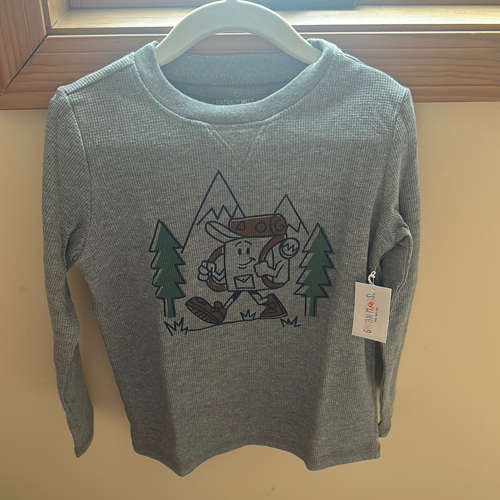 Garanimals Gray Long Sleeve Tee with Playful Cat Design